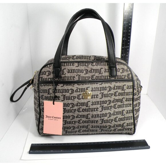 Juicy Couture Status Black Satchel & Clutch Set With Black Faux Leather Handles - Picture 2 of 8